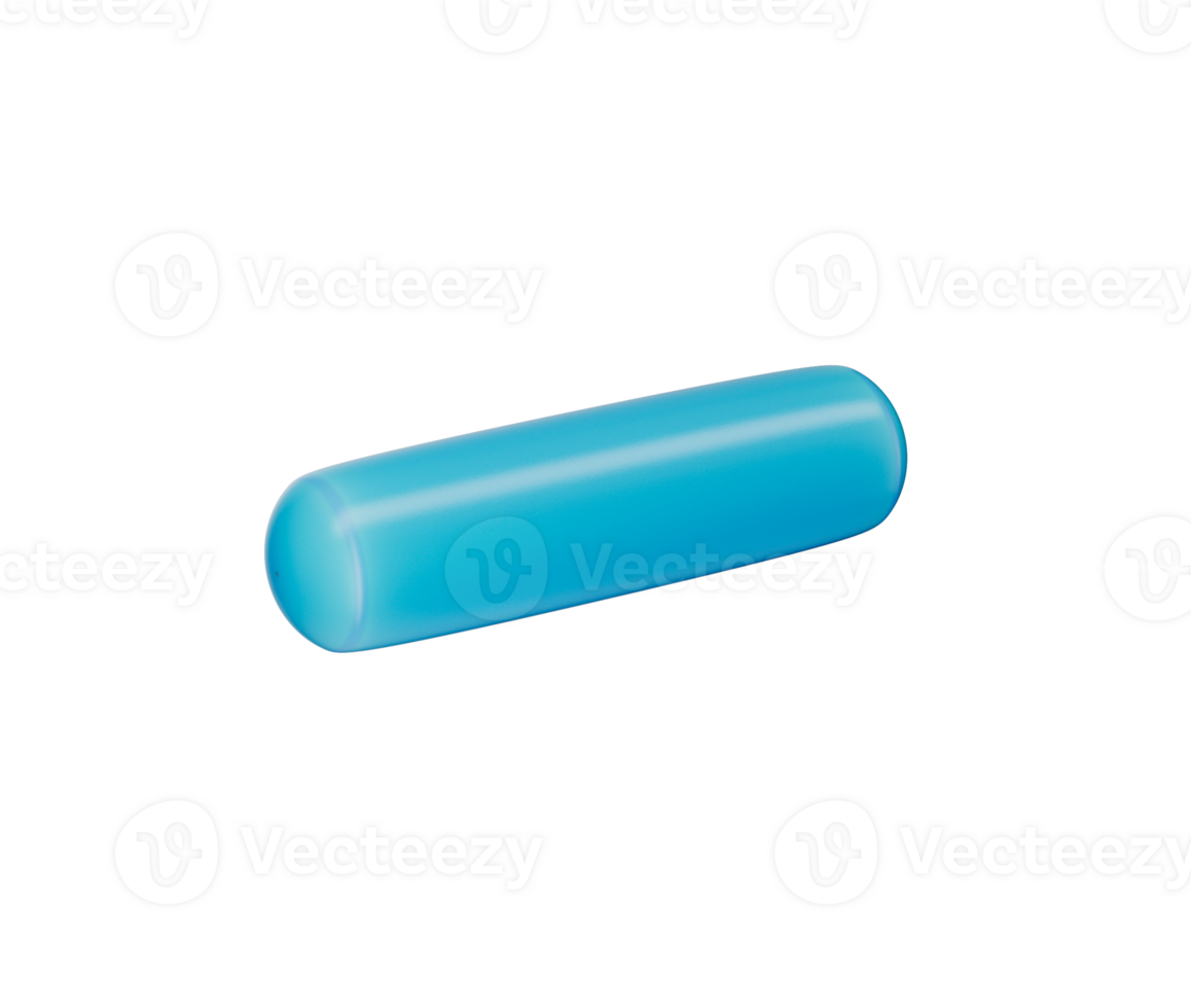 Glossy blue minus symbol with a modern, sleek and minimalistic design. 3d illustration png