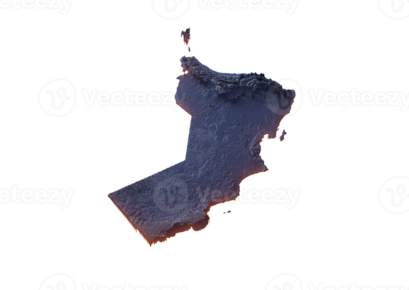 Illuminated Oman Data Map Highlighting Geographical Features Neon Glow Light 3D Illustration png