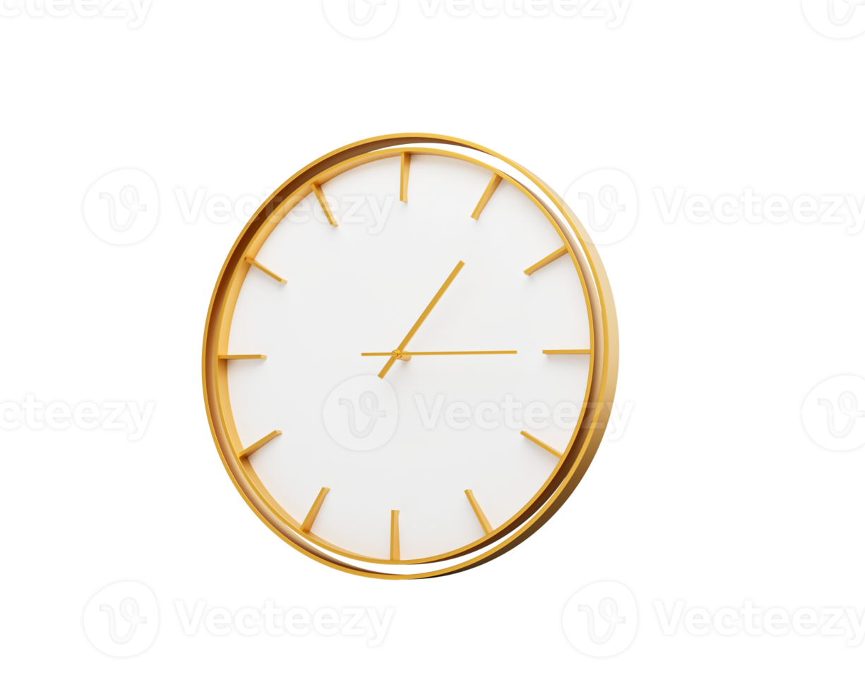 Minimalistic Golden Frame Wall Clock 01 15 One Fifteen 1 15 For Modern Interiors 3D Illustration png