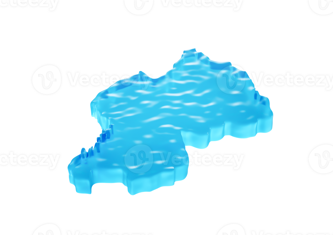 Water Ice Map Of Rwanda Global Warming Melting Glacier In Deep Ocean Blue Water 3d Illustration png