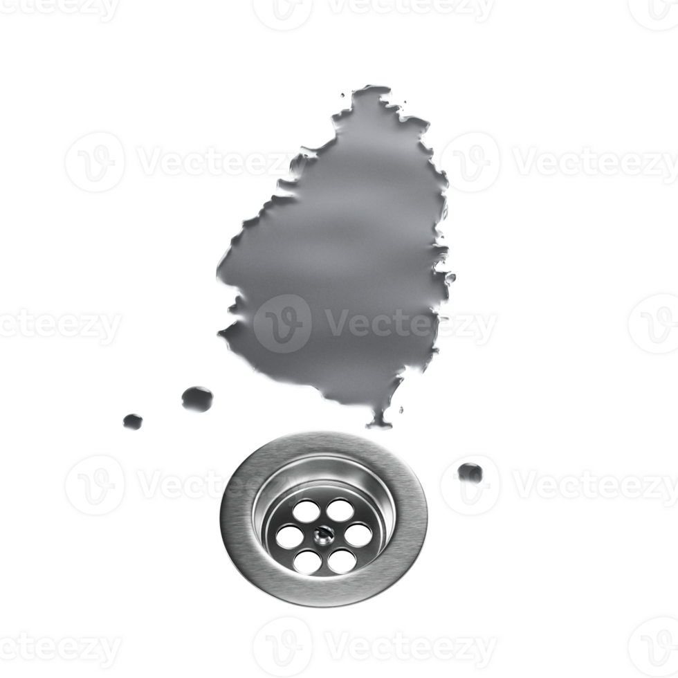 Saint Lucia Water Map Drainage Metal Sink Save Water. 3D Illustration png