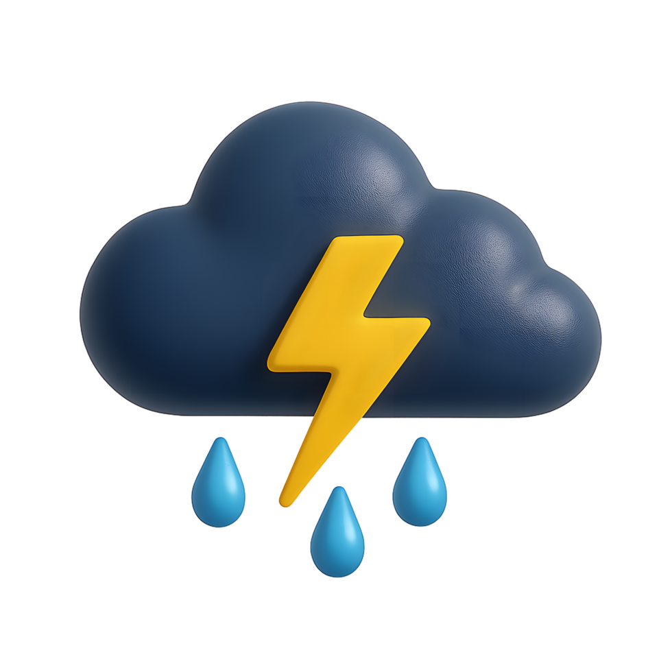 3d Thunderstorm Weather Icon Lightning, Cloud, Rain png