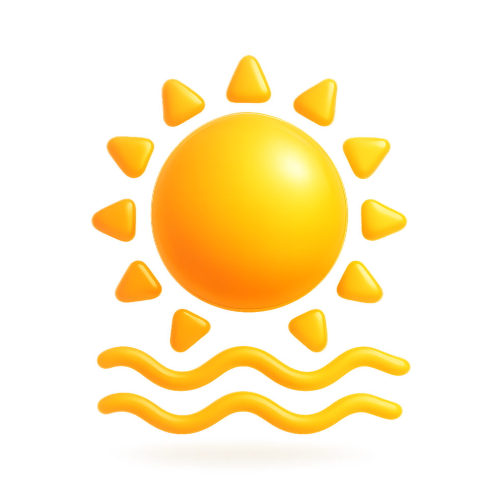 3d Sun with Rays Icon Bright Daylight Weather Symbol png