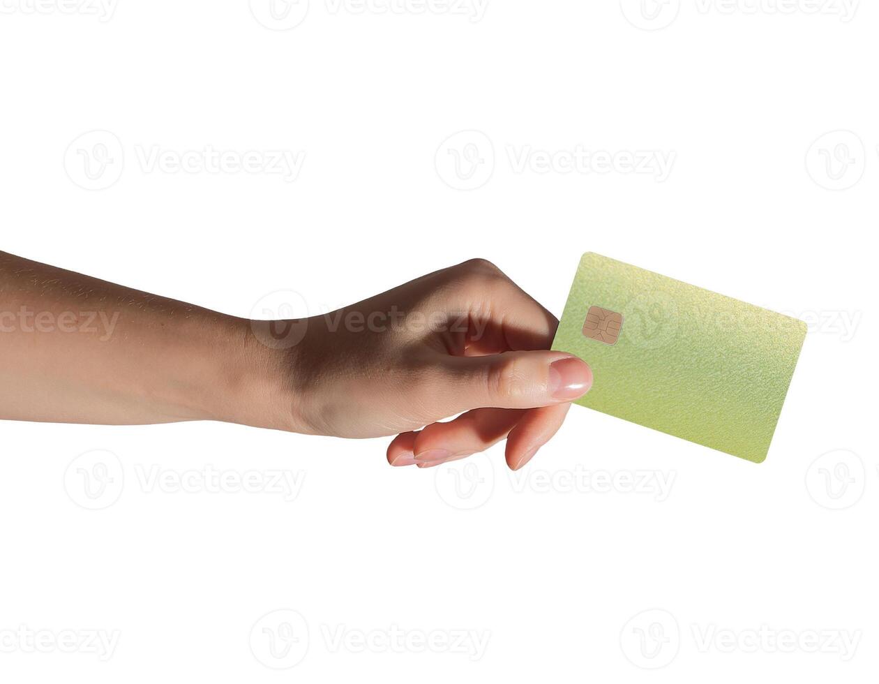 Cardholder using credit card for payment. Person holding bank card in hand at store, making purchase photo
