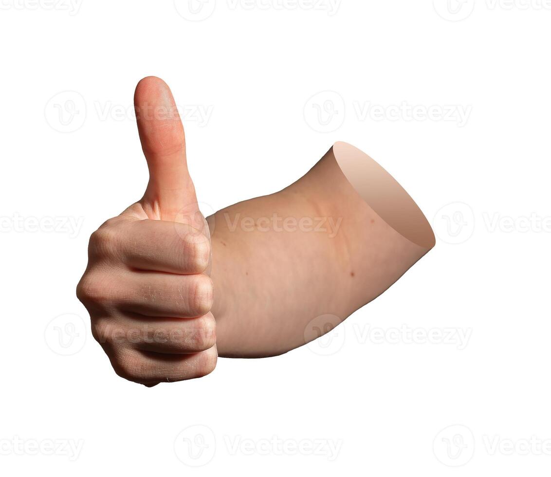 Thumb up hand gesture in approval position, showing agreement, consent, and confirmation. Female photo