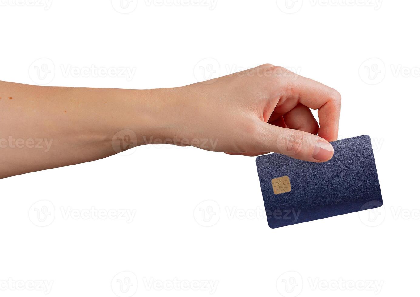 Card in hand. Female client holding bankcard for payment, finance, commerce, shopping, bonus, photo