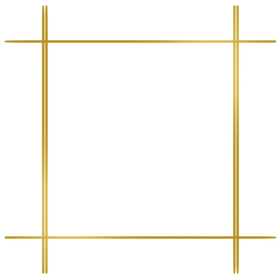 Gold square line frame on a transparent background png