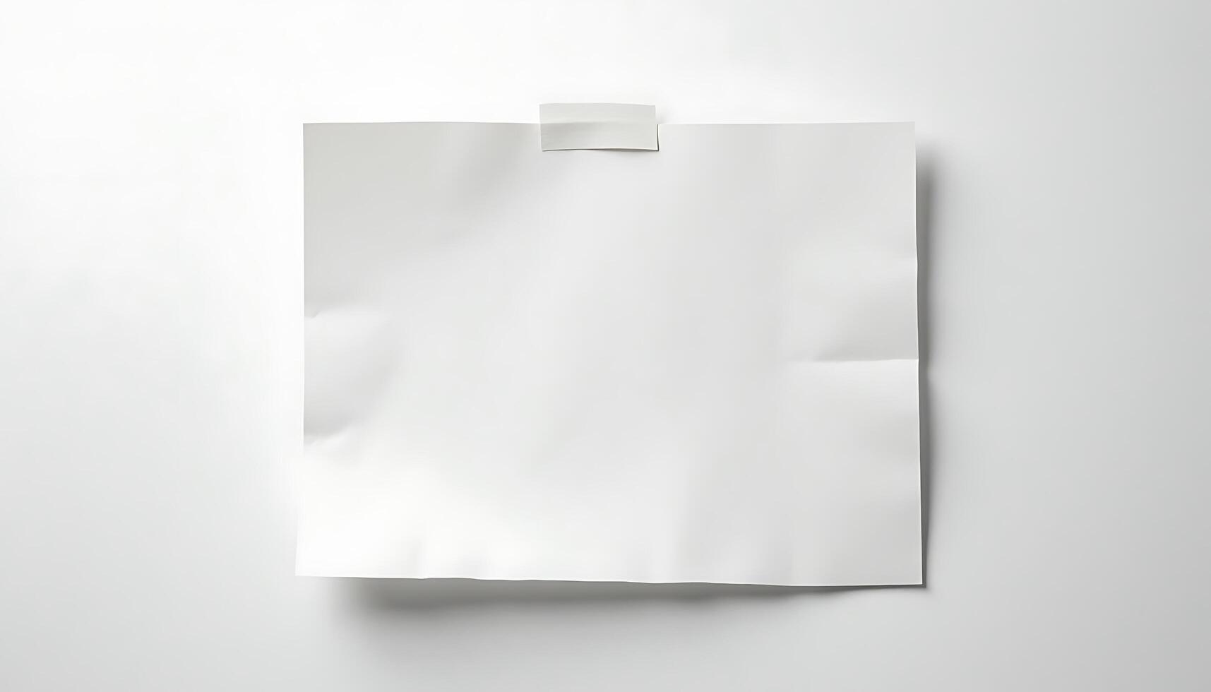 Blank white paper taped on white wall ready for creative use generated using ai photo