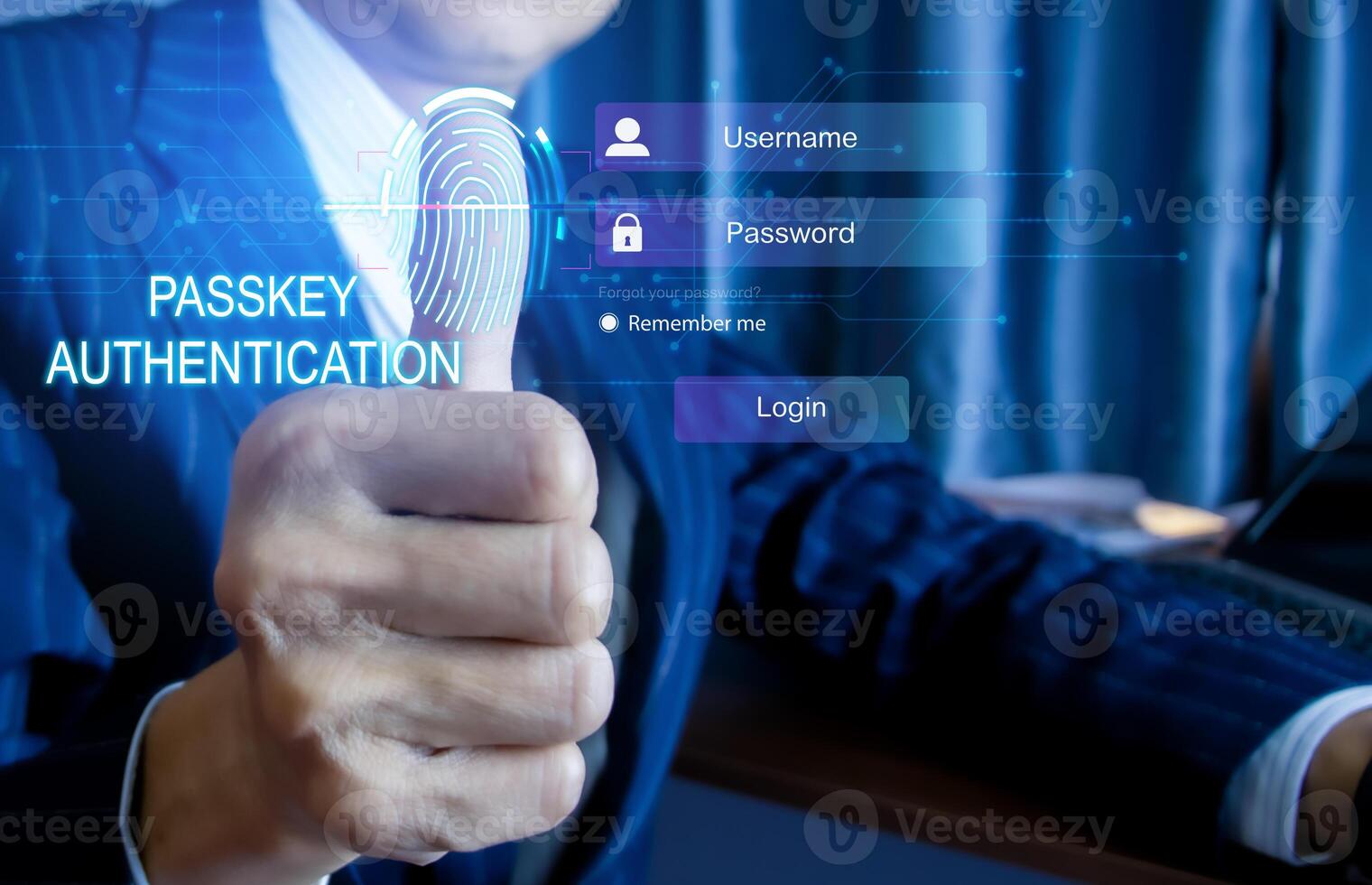 The concept of login authentication with password, passkey photo
