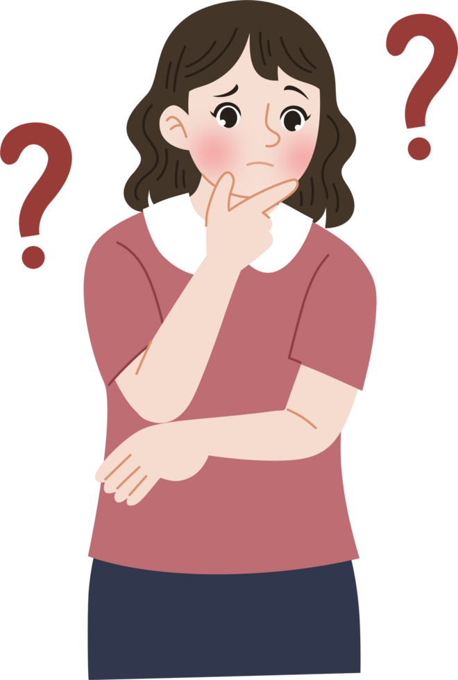 woman is confused and looking for answer png