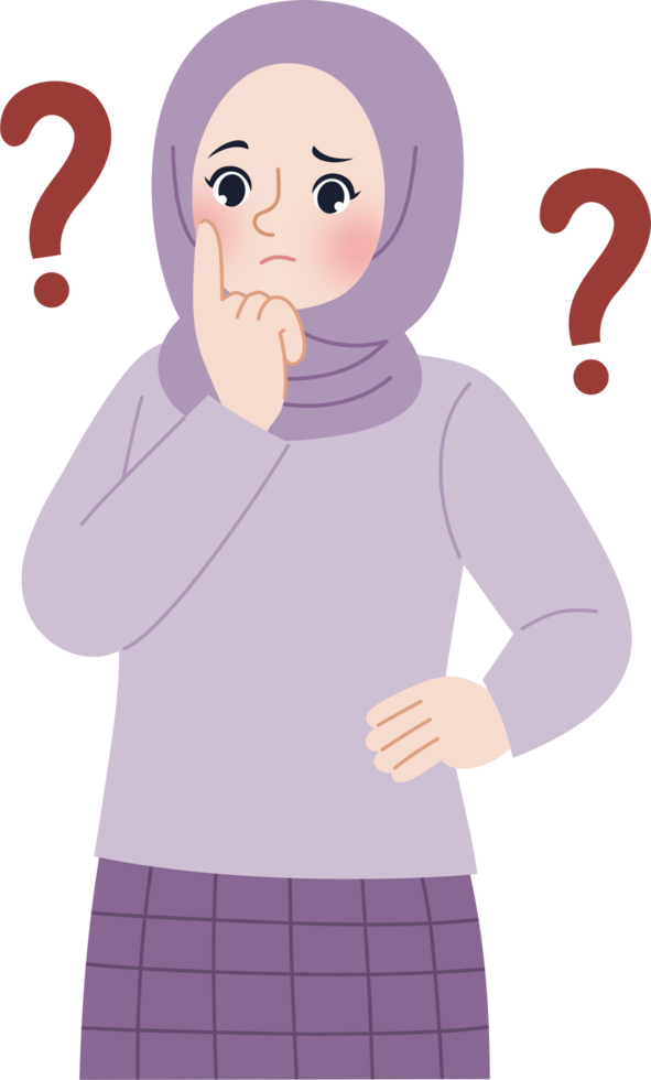 hijab woman is confused and looking for solution png