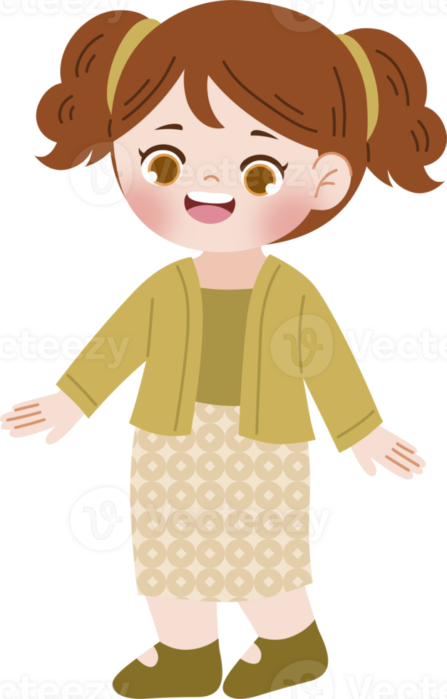 girl in green kebaya traditional clothes png