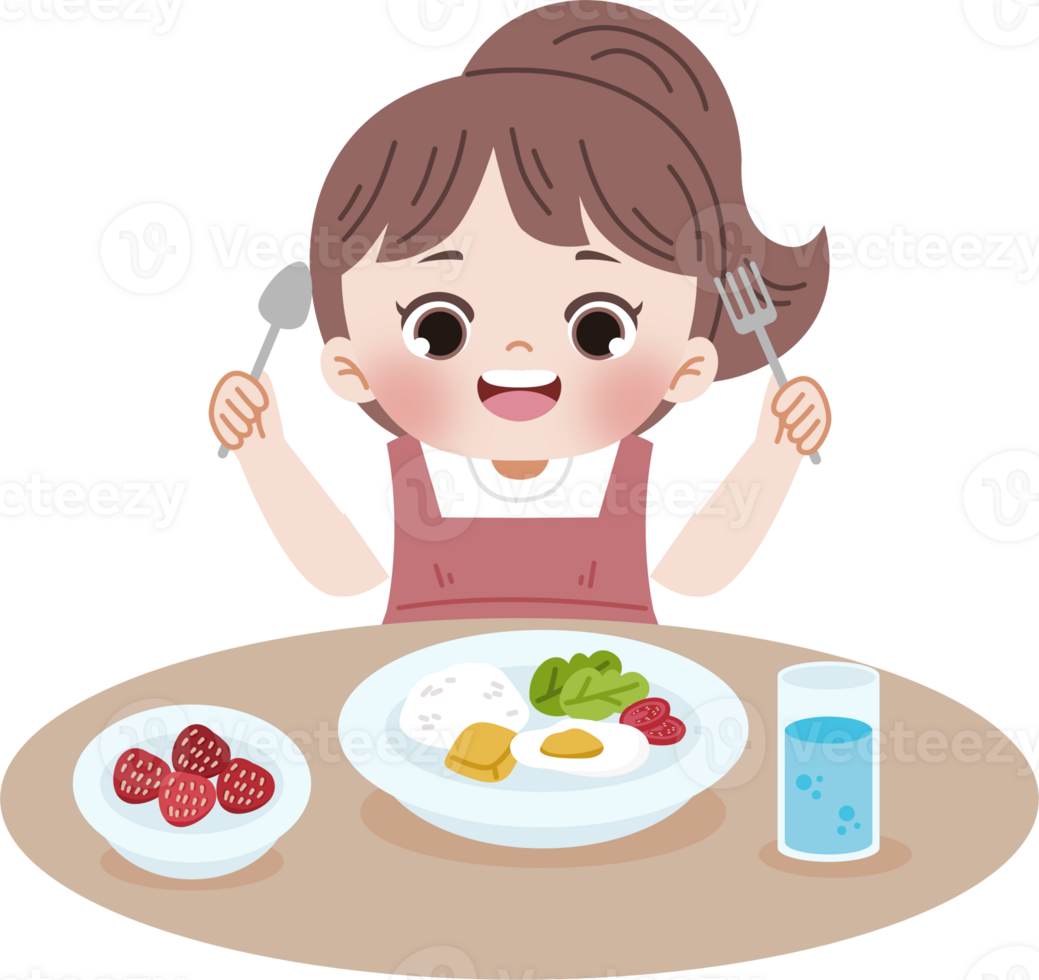 cute girl ready to eat png