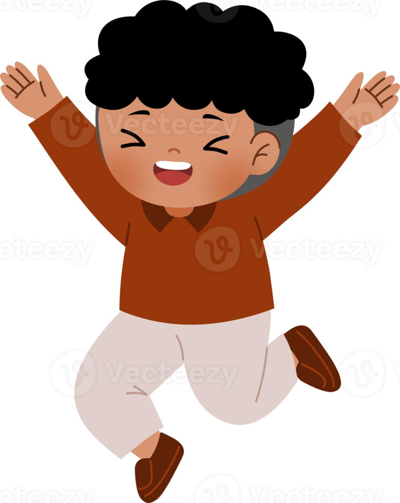 cute boy jumping and happy png
