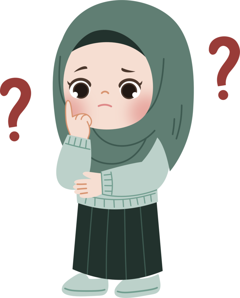 cute muslim girl confused png