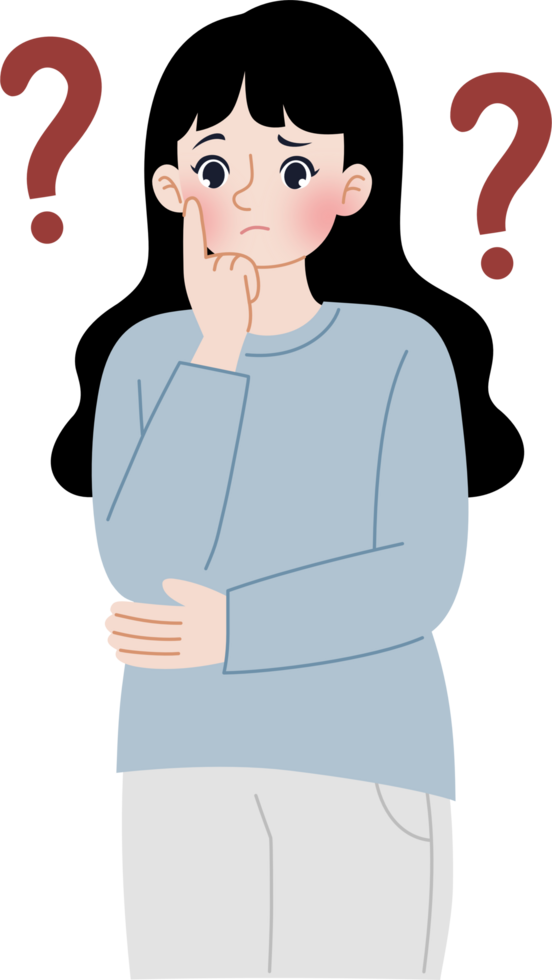 woman is confused with question mark png