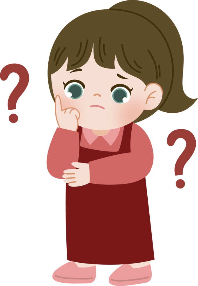 girl confused with question mark png