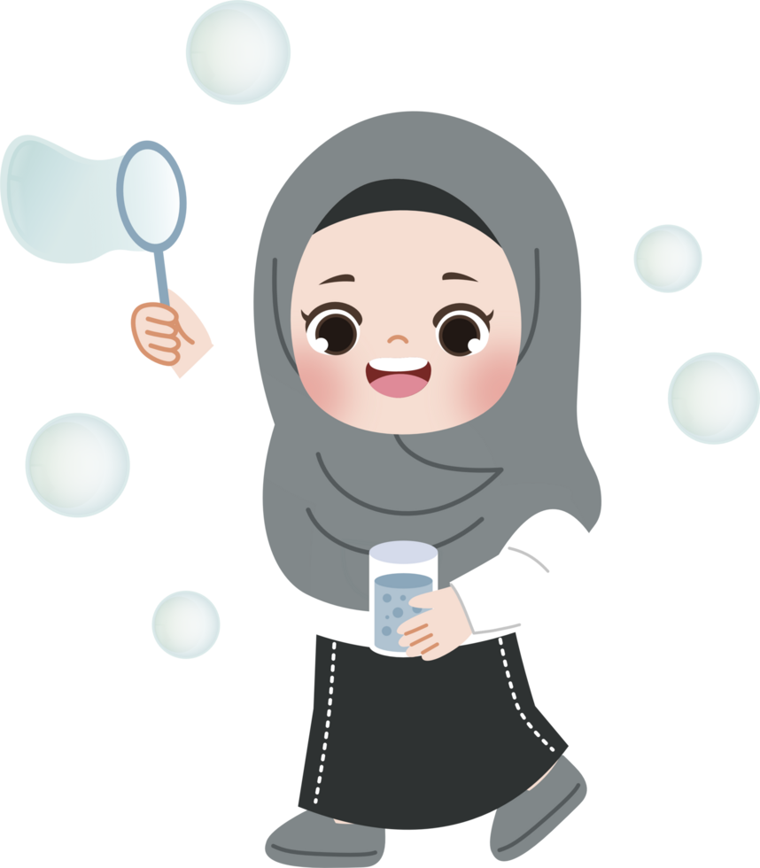 muslim kid blowing bubbles png