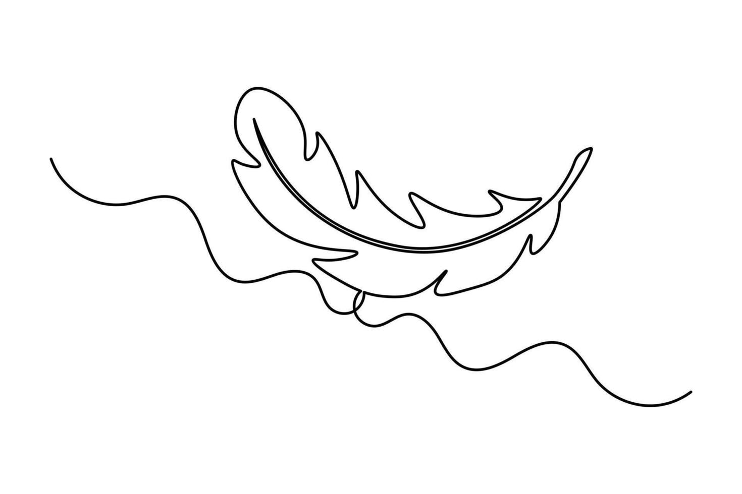 One line feather sketch in minimalist style perfect for simple modern illustration vector