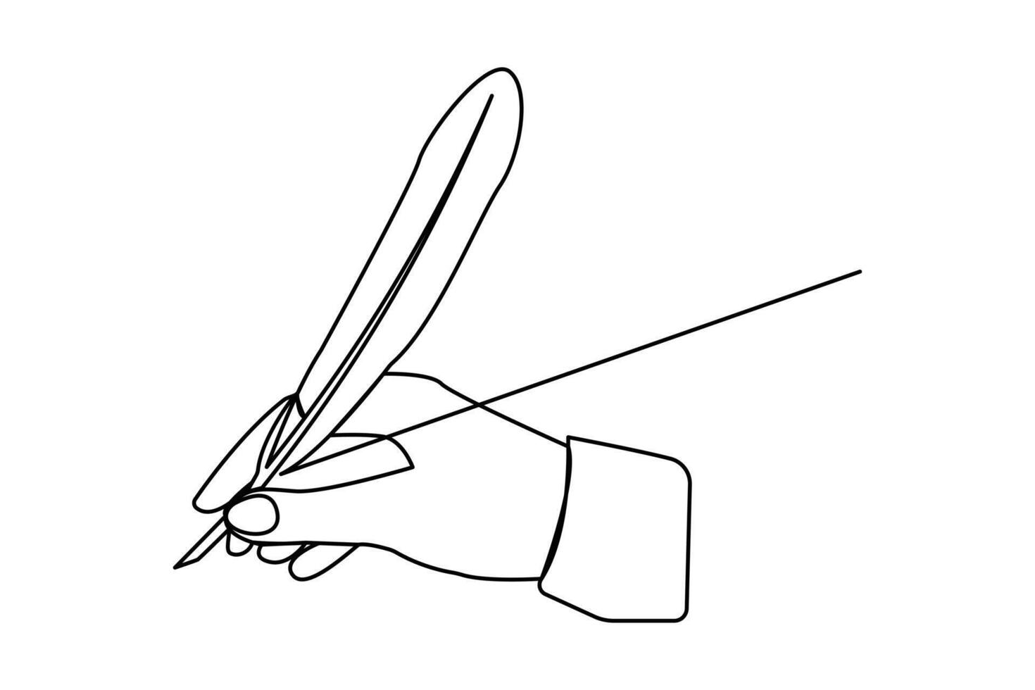 Minimalist feather outline drawn in continuous one line isolated on white background vector