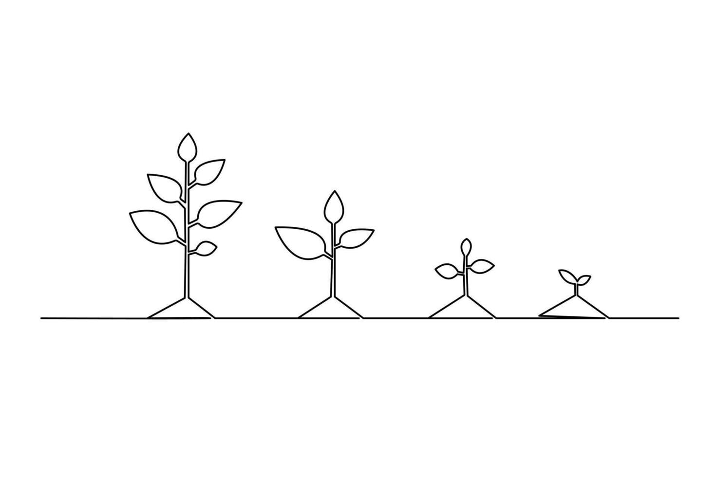 Simple growth plant line drawing icon in clean minimal continuous stroke on white background vector