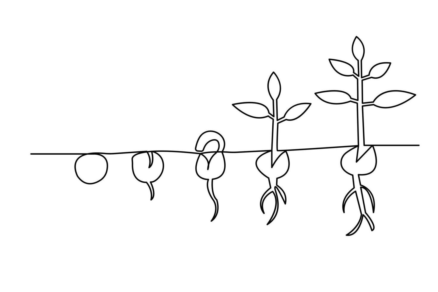 One line art of growing plant icon isolated on white with minimal and elegant style vector