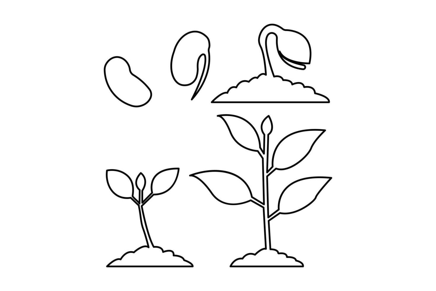 Botanical growth symbol in minimal one line design isolated black outline for eco theme vector