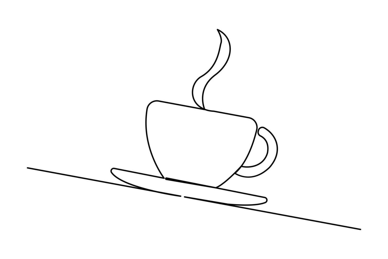 Line art coffee mug in simple continuous one line drawing with minimalist isolated outline design vector