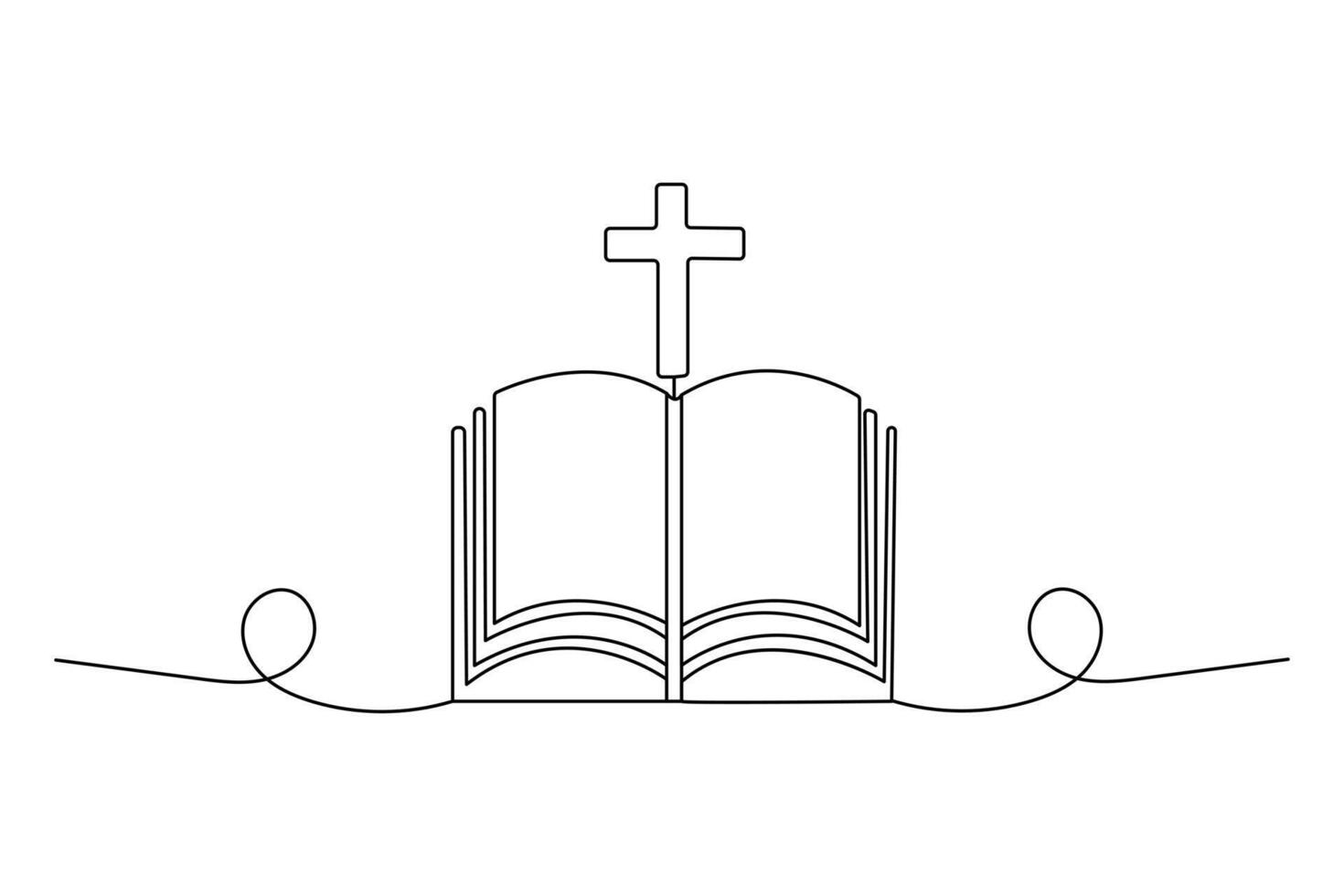 Minimal one line drawing of three christian crosses isolated outline symbol for religion art vector