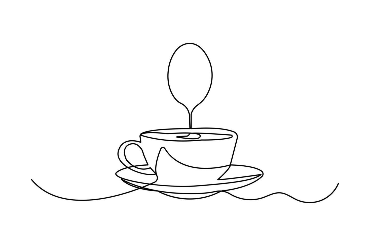 Simple one line outline coffee cup sketch with minimal design isolated on white for clean look vector