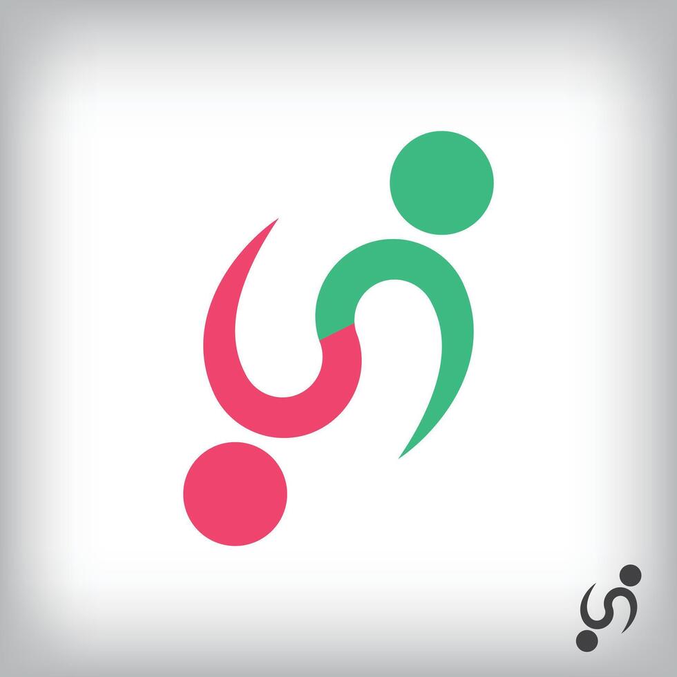Creative human connection simple logo design. vector