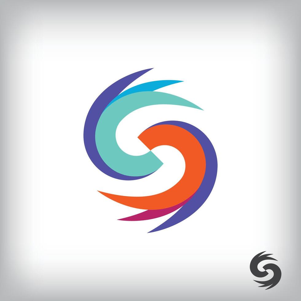 Creative spin shape simple logo design vector