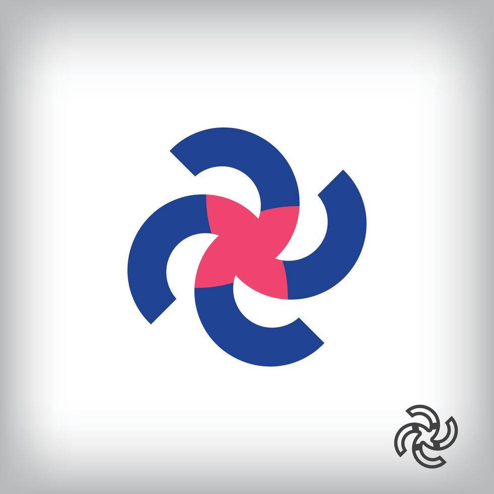 Creative rotating star propeller simple logo design. vector