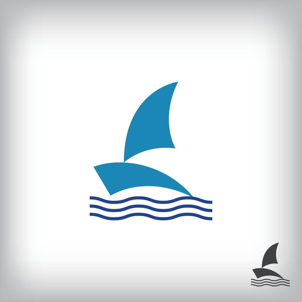 Creative yacht and sea simple logo design. vector