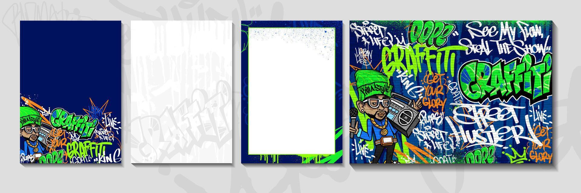 Colorful graffiti artwork featuring street art vector