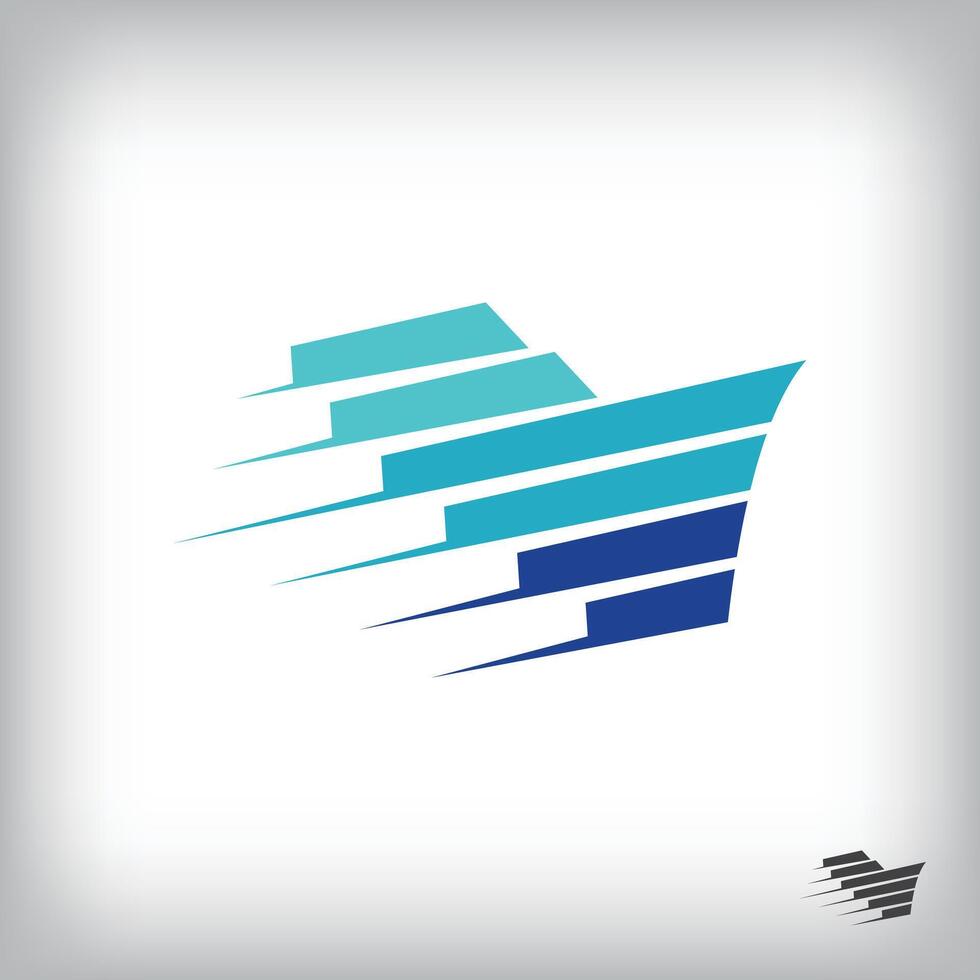 Creative fast yacht and sea simple logo design. vector