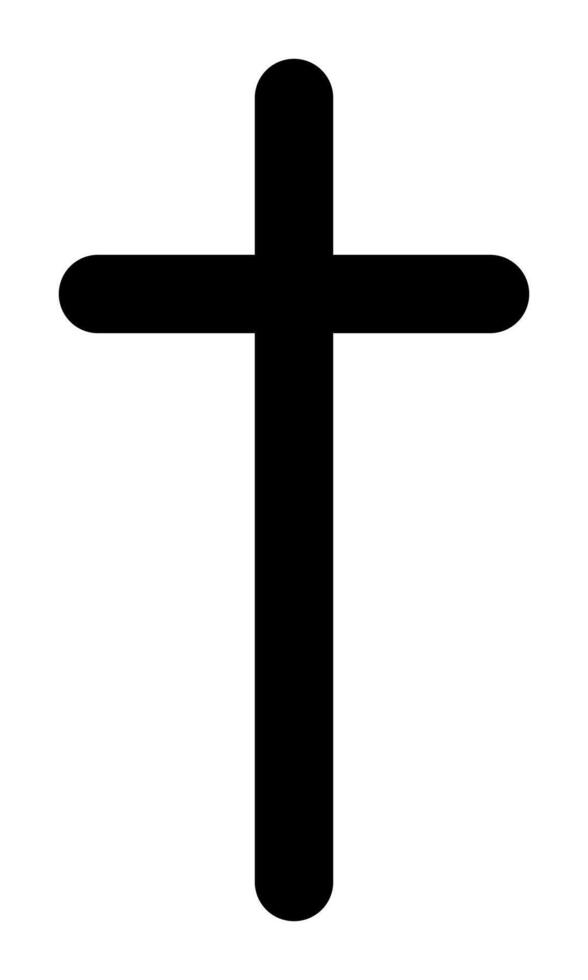 Christian cross, black and white silhouette illustration of religious rounded Latin cross shape, isolated on white background vector