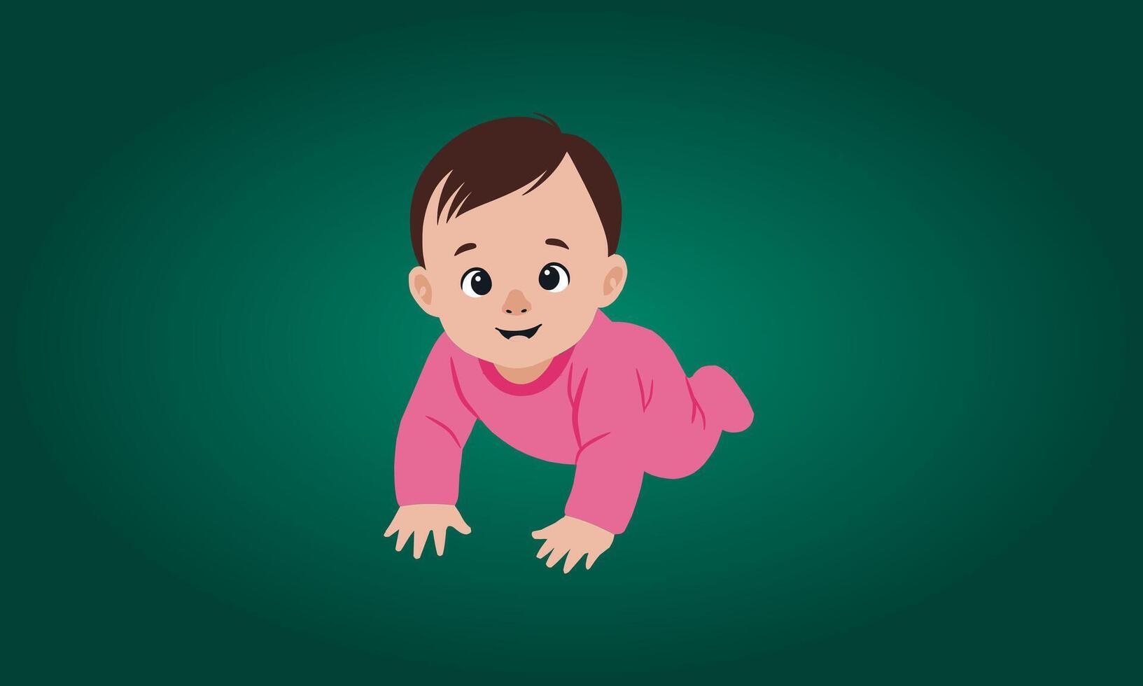 Happy Toddler Crawling vector