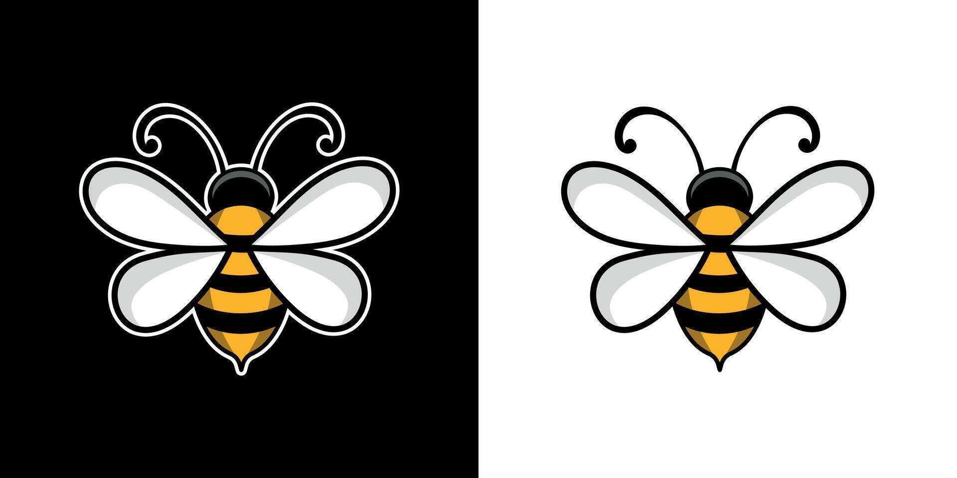 Minimalist Cute Bee Character - Flying Cartoon Insect Design in Simple Flat Style vector