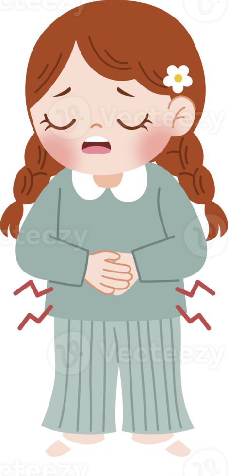 girl have stomachache png