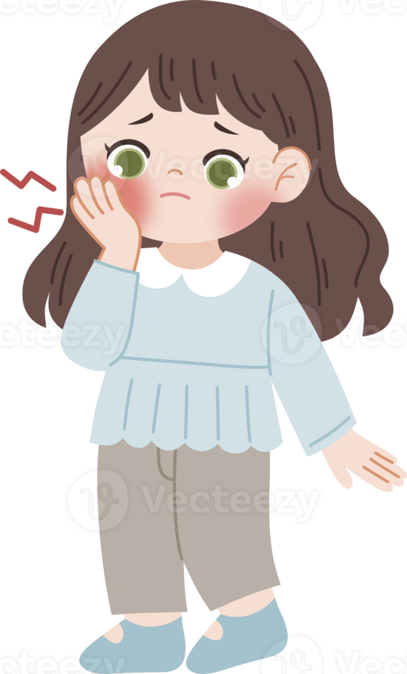 girl having toothache png