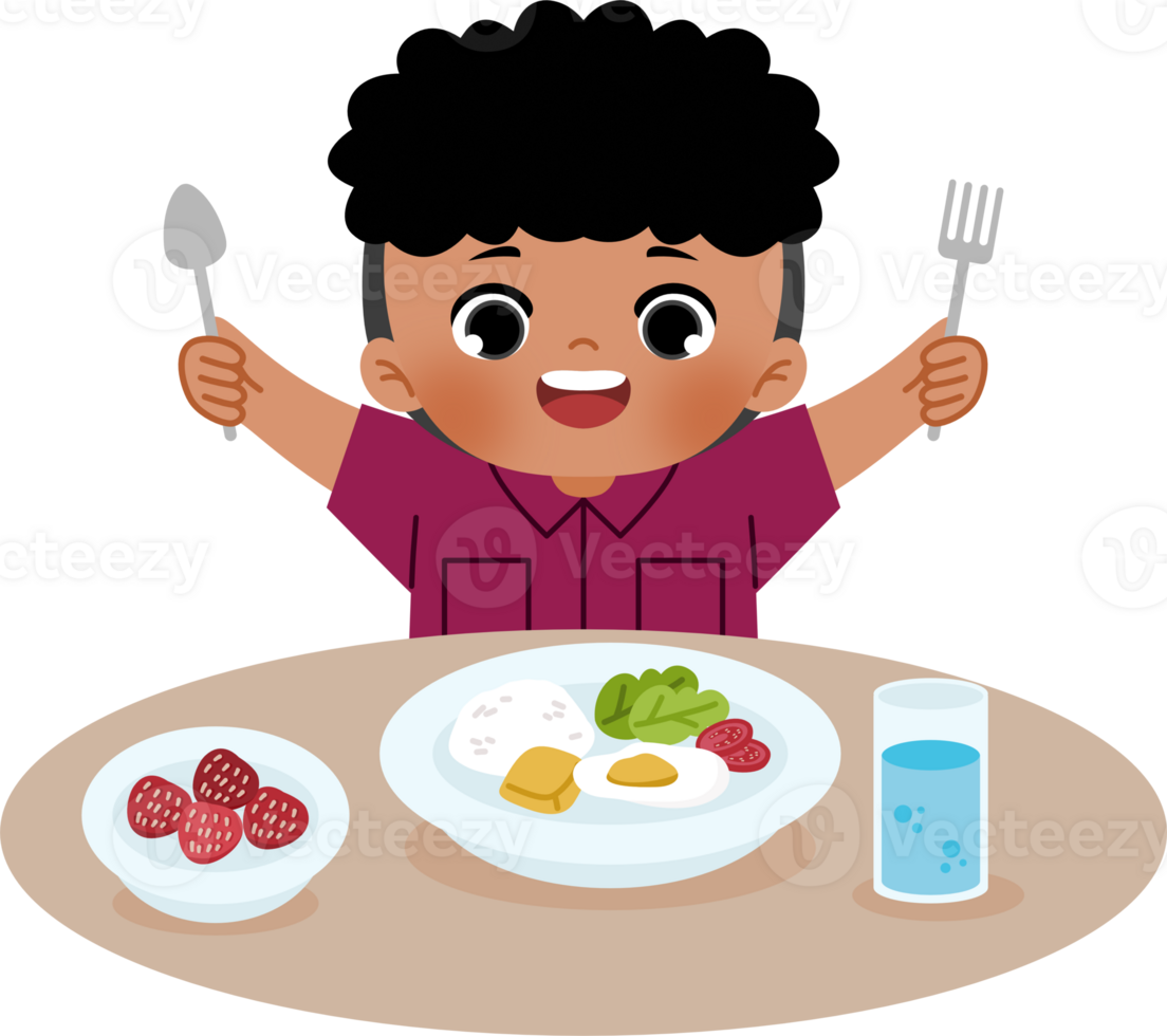 boy raise hands ready to eat png
