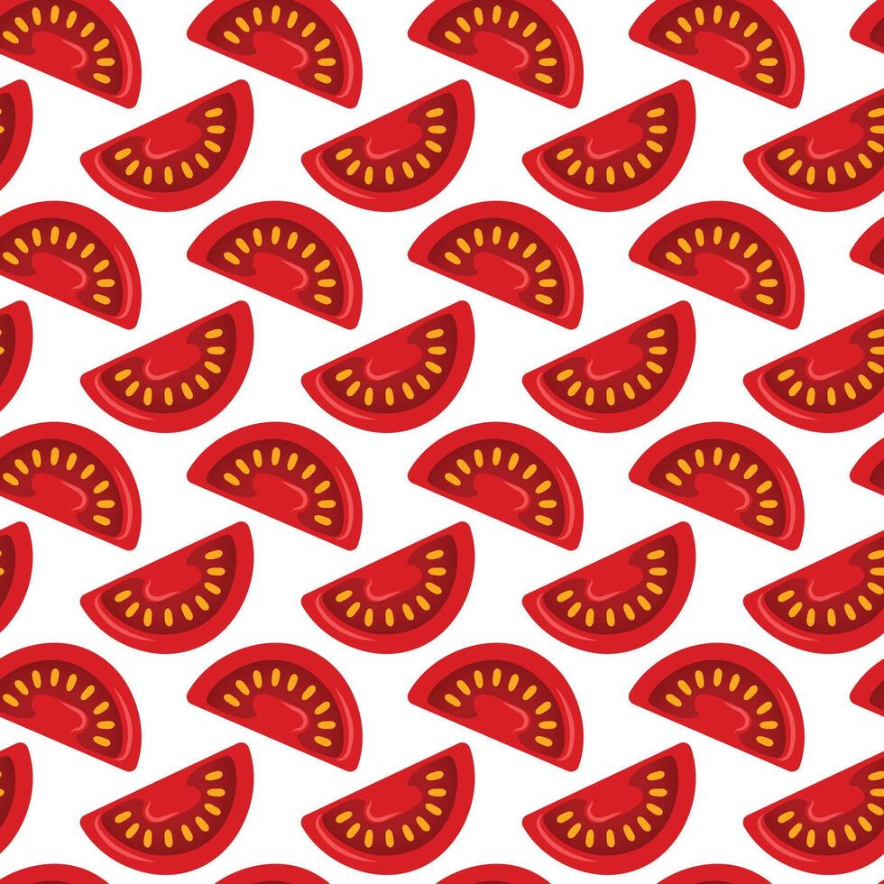 Tomato slice pattern background. Fresh food design with organic seamless texture vector