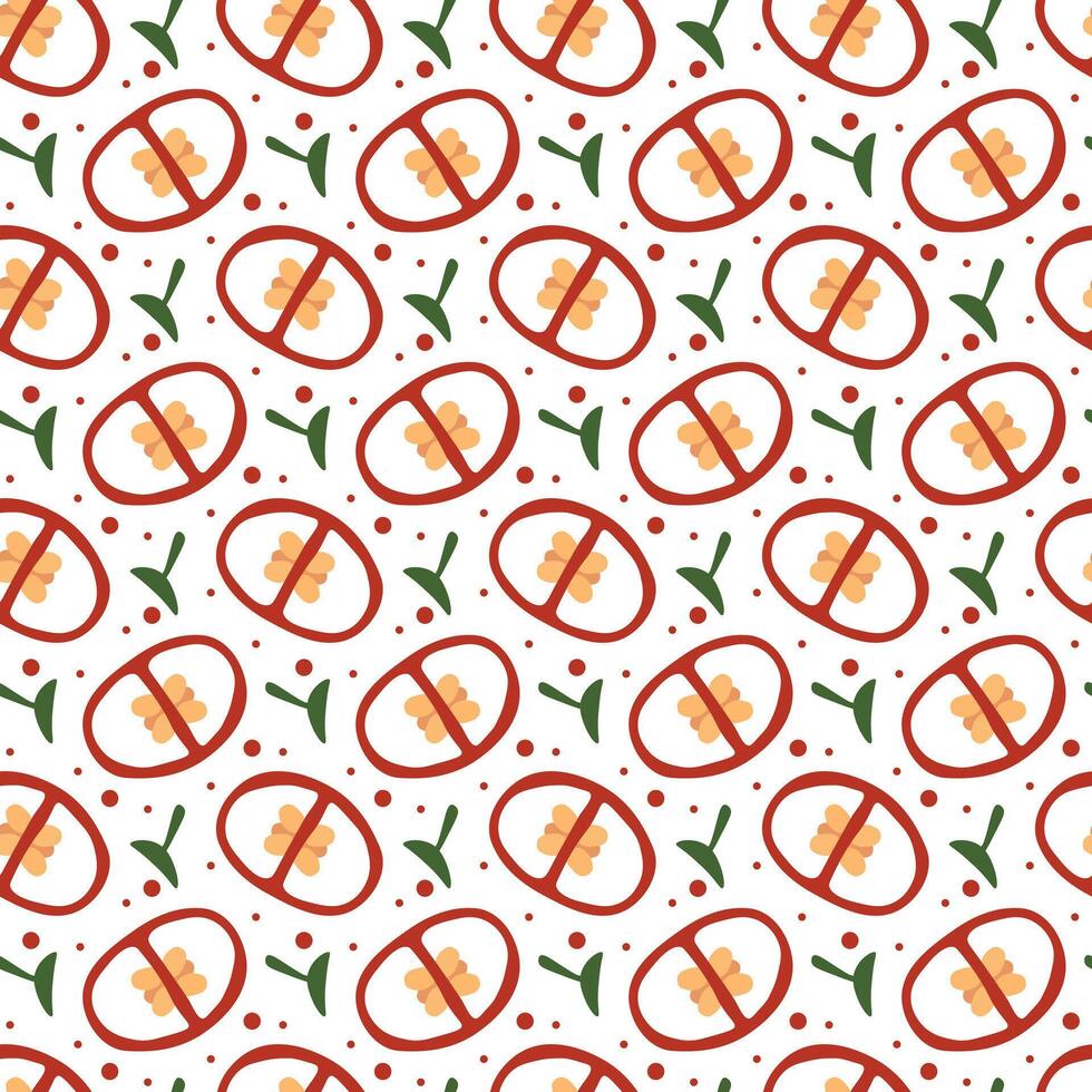 Seamless red hot pepper pattern slices. Fresh vegetable hot spicy peppers slices background vector