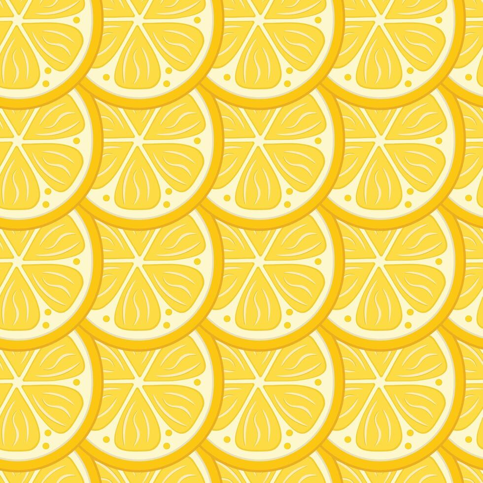 Seamless lemon slice pattern. Fresh citrus fruit healthy summer drink background vector