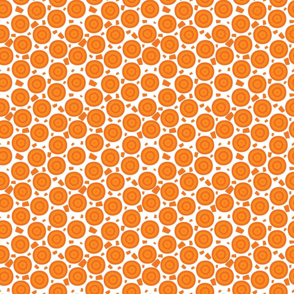 Seamless orange carrots slice pattern with fresh vegetable. Healthy carrot cooking background vector