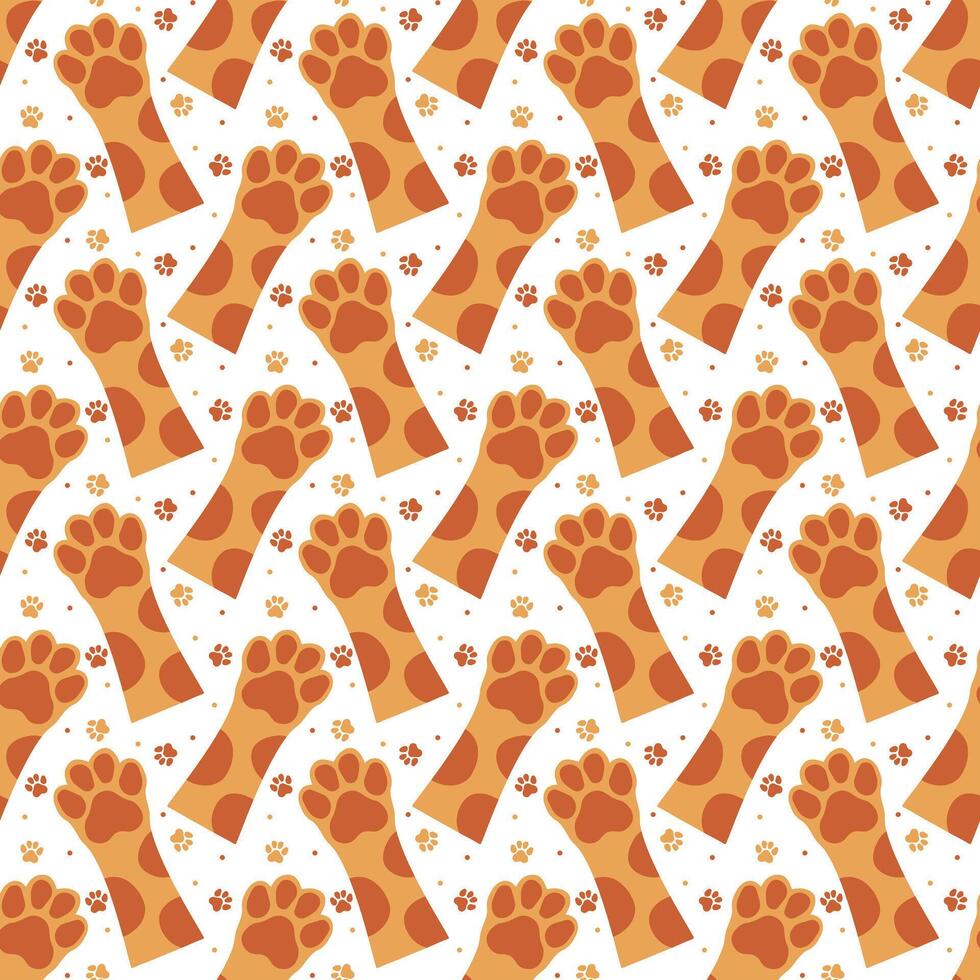Seamless dog paw pattern. Repeating pet paws and footprints background. domestic animal paw vector