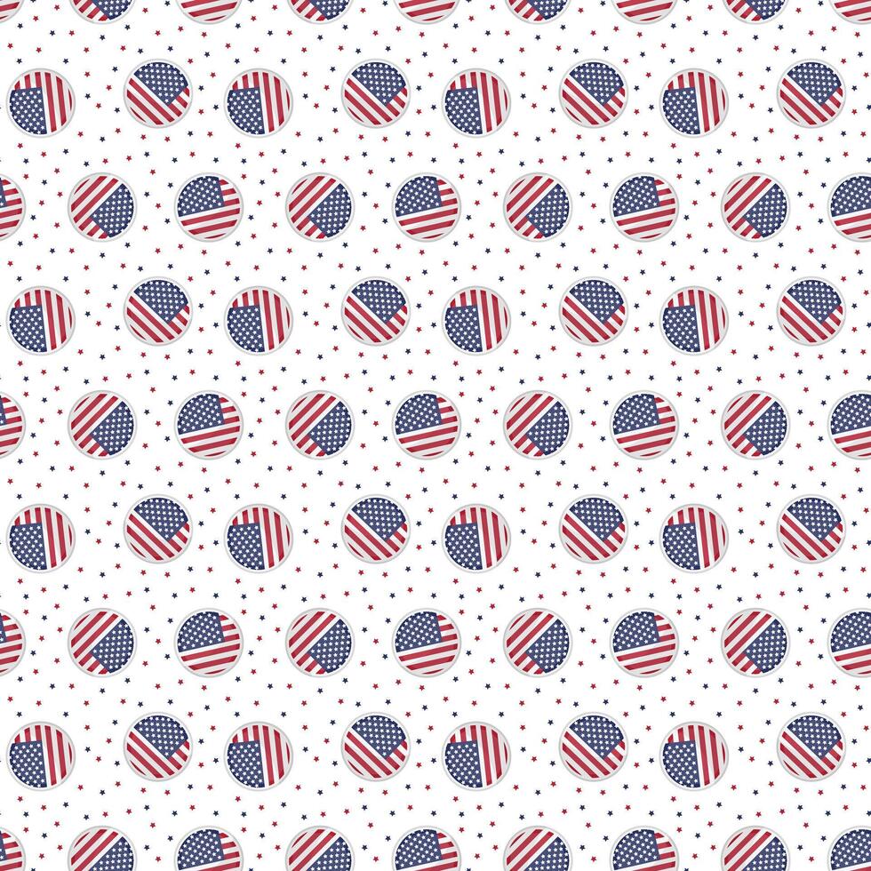 American patriotic holiday pattern. USA flag circles seamless background vector