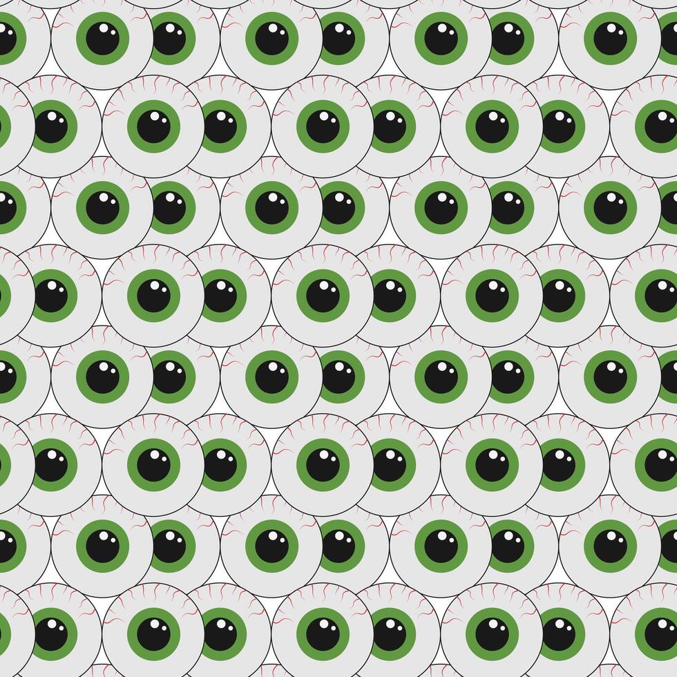 Round green eye seamless pattern with bold vision and black pupils for background vector