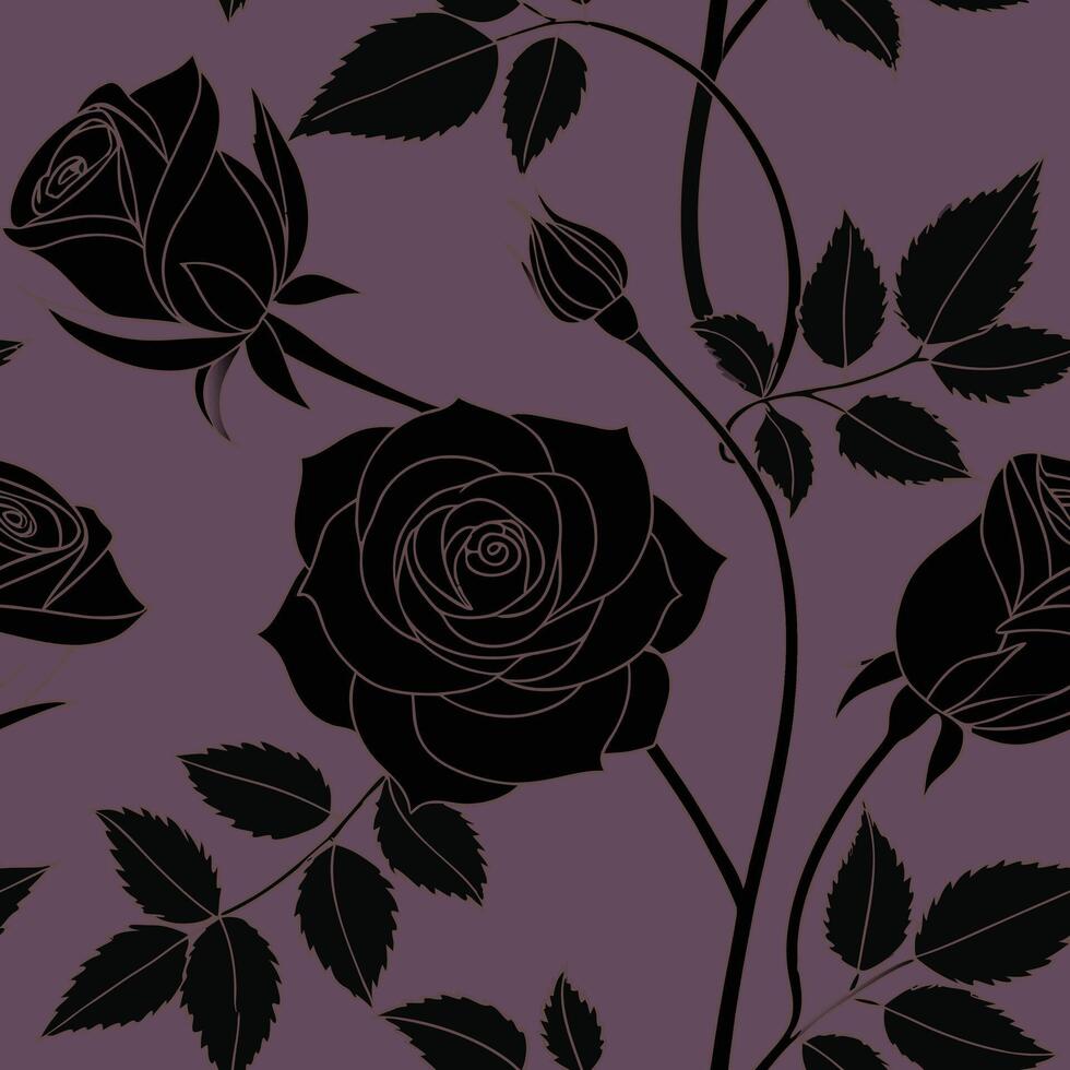 Seamless wallpaper pattern of flowers, roses for partition background a black and purple roses pattern vector